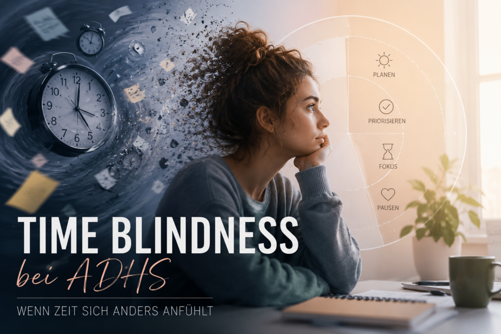 Uhr auf Schreibtisch — Time Blindness bei ADHS erklärt